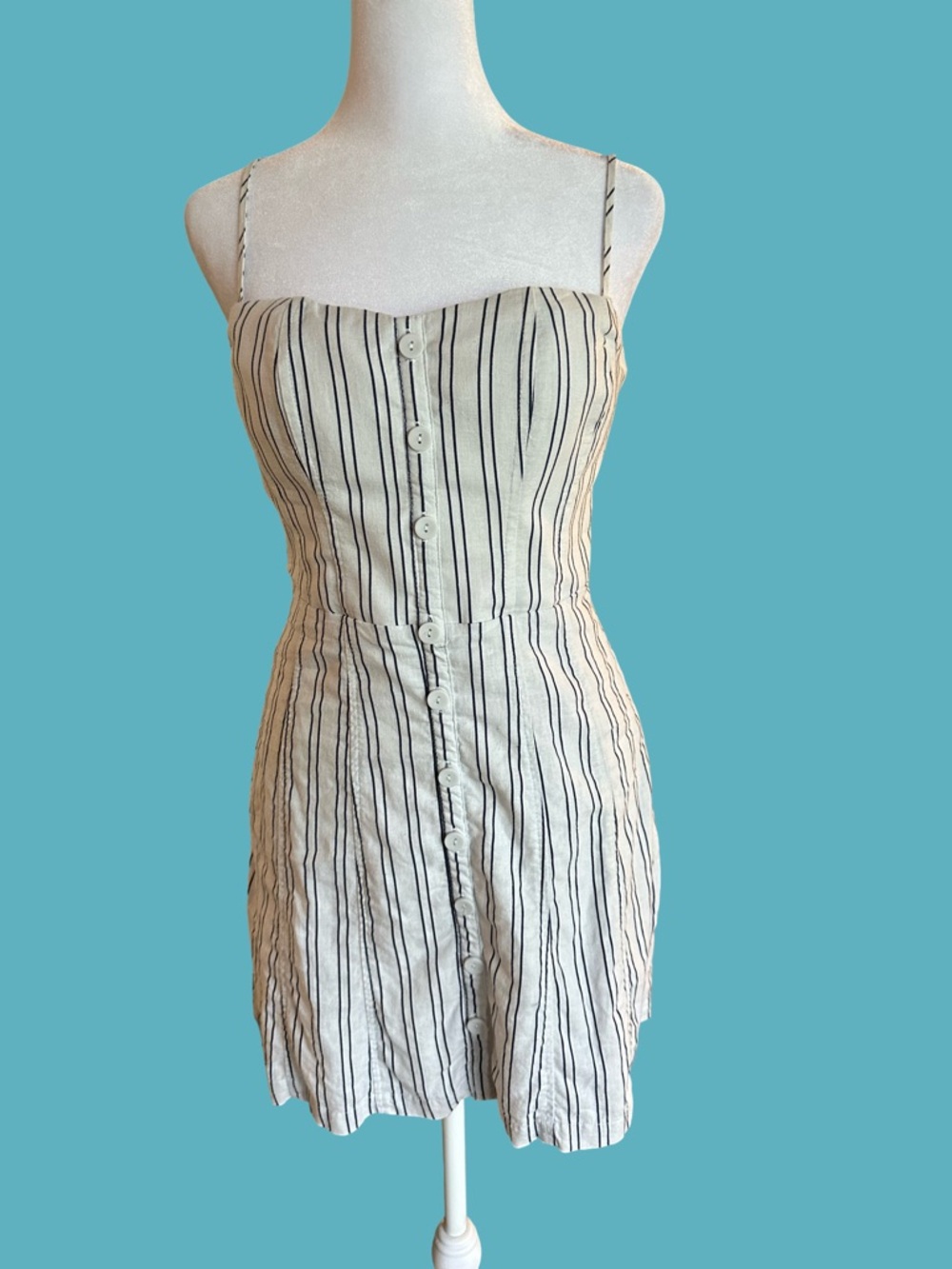 Kimchi Blue White Dress with Navy Stripes
